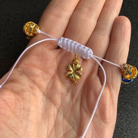 Beautiful Handmade Blue Evil Eye White Bracelet - Picture 9 of 10